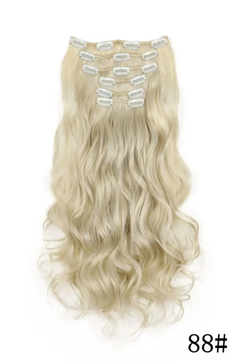 Black Hair Extensions 6pcs/set Women Long Straight Synthetic Full Head Clip 16Clips Ombre Heat Resistant Fiber Hair Kpop Cosplay
