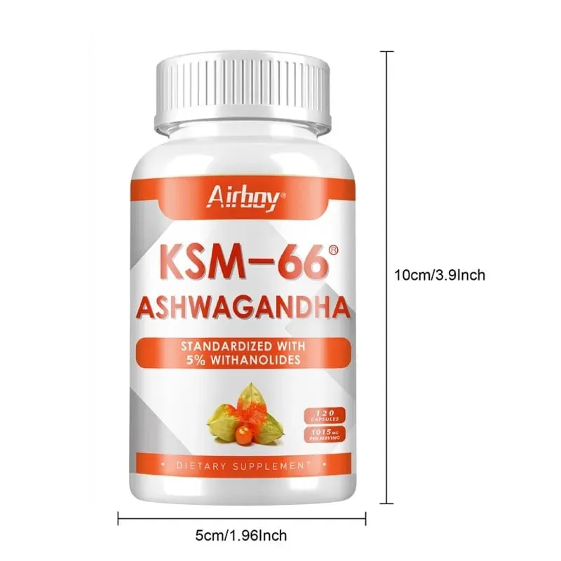 Organic Ashwagandha KSM-66 Capsules for Stress Relief Focus Brain Energy Support Sleep Health Supplement