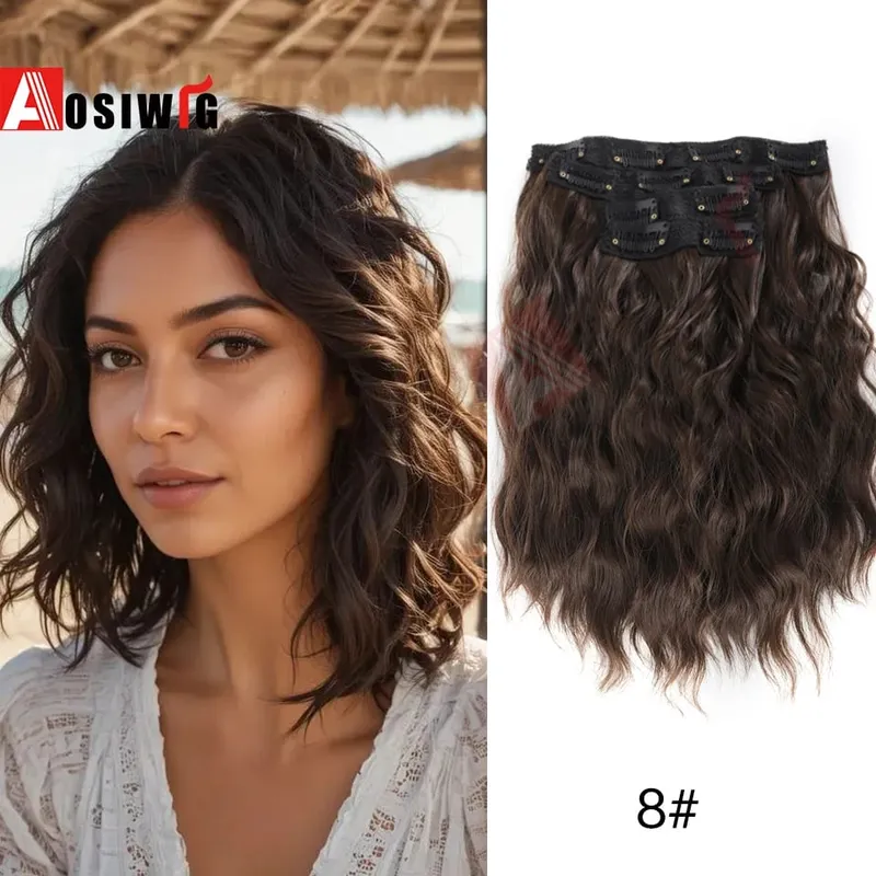 Synthetic 11 Clips Clips in Hair Extensions Long Curly Hairstyle Black Blonde Hairpieces Heat Resistant False Hair Daily Use