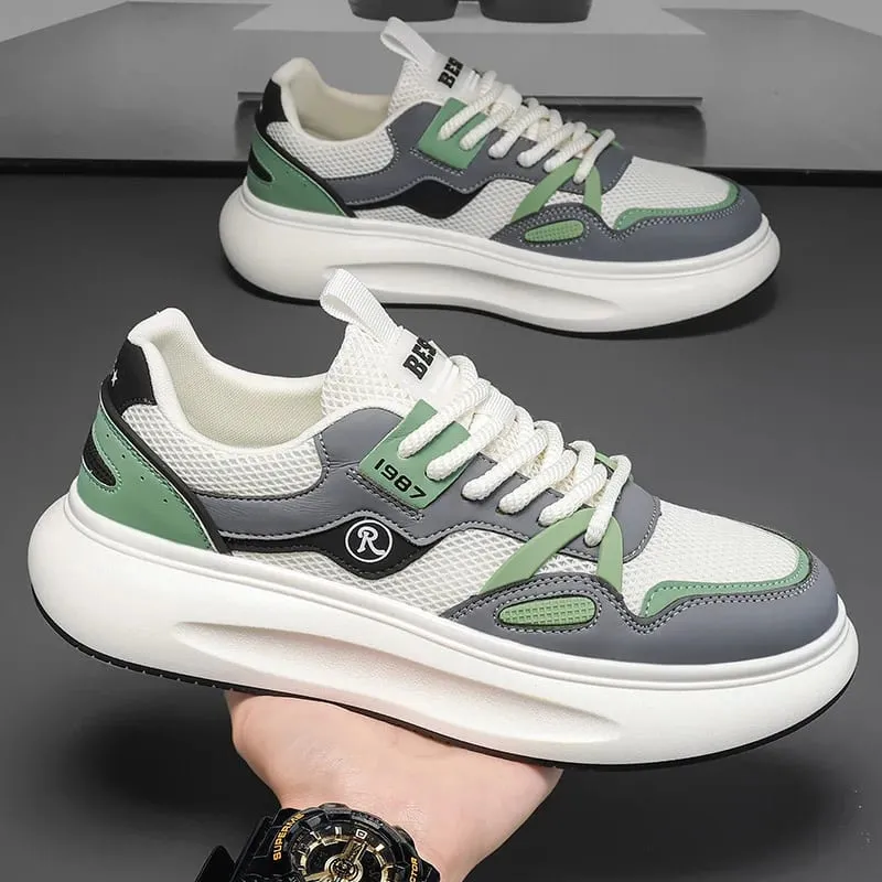 Free Shipping Sports Mens Shoes Height Increasing Thick Sole Vulcanized Sneakers Fashion Casual Lace Up Anti SlipOutdoor Walking