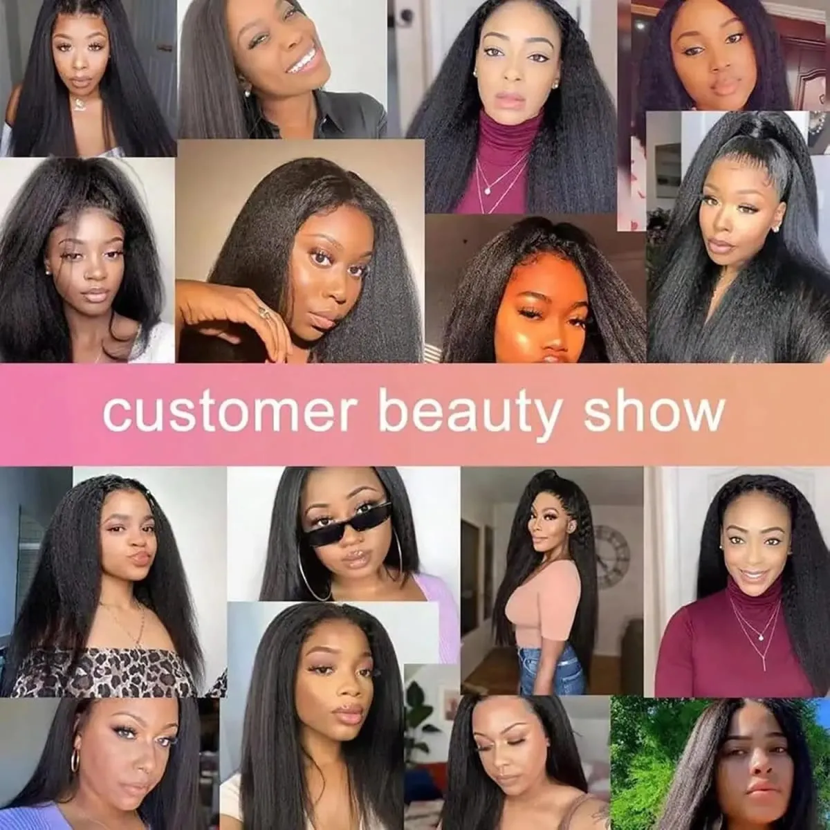 14/22inch Synthetic Kinky Straight Clip-In Hair Extensions Full One Head Yaki Straight Hair Extensions 16 Clips 7 Pcs
