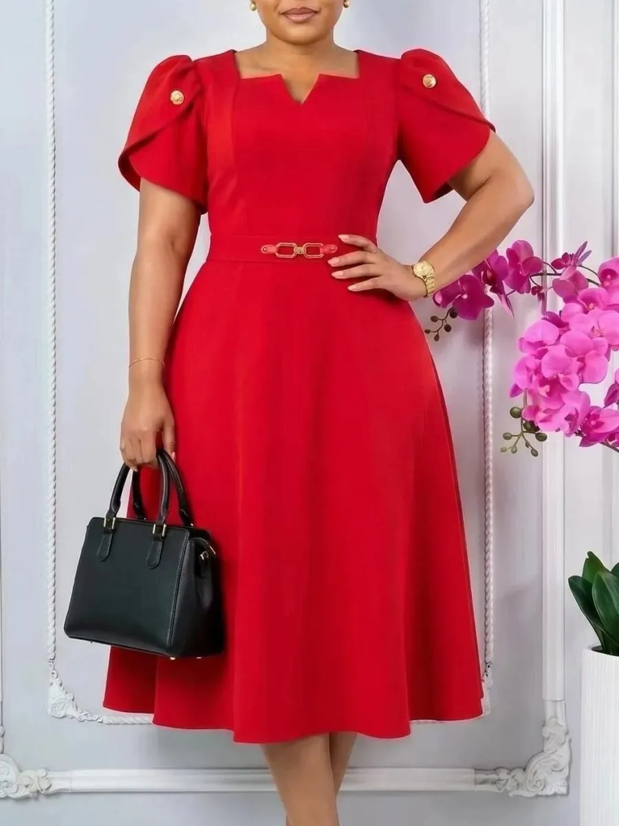 2026 Women's High Waist Elegant Large Size Dress Summer Fashion Casual Elegant Dresses for plus Size Women