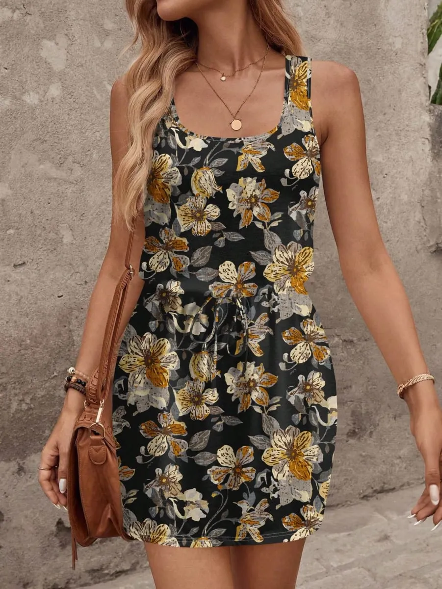 Women's Spring/Summer Vintage Floral Sleeveless Casual Dress