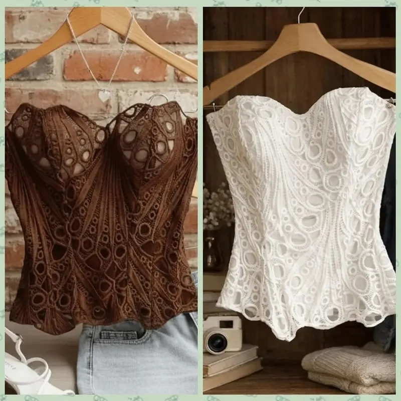 Bustier Back Tie Hollow Out Corset Top Irregular Hem Fishbone Lace Corset Mesh Splicing Women Underwear Clubwear