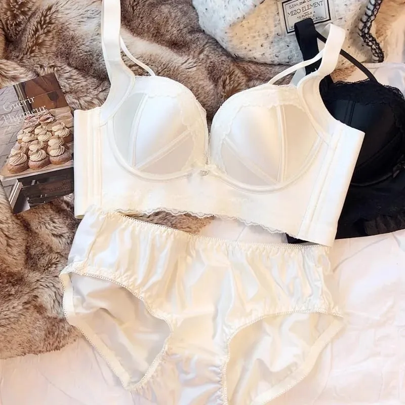 Reggiseno push up spesso senza filo di cotone, mutandine di pizzo, set di biancheria intima da donna, stile retrò rosso, senza cuciture, intimo femminile