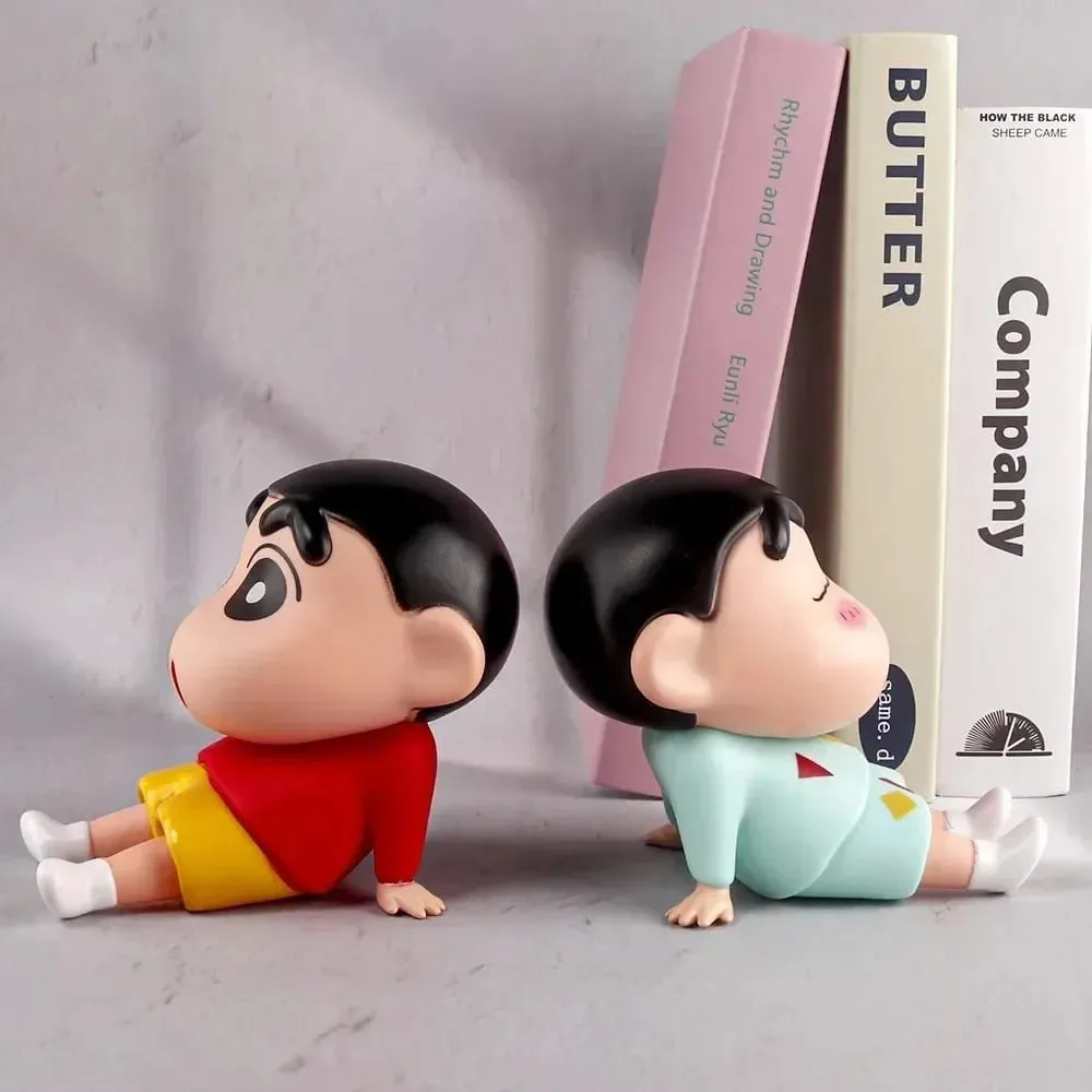 Crayon Shin-Chan Figures Phone Holder Kawaii Anime Desktop Ornaments Cartoon Watching TV Phone Support Cute Doll Decorations