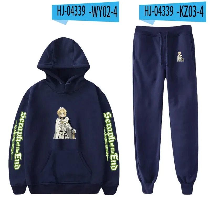Harajuku confortable Seraph de la fin imprimé sweat-shirt pantalons de survêtement costume à capuche + pantalon costume garçons/filles 2 pièces ensemble vêtements