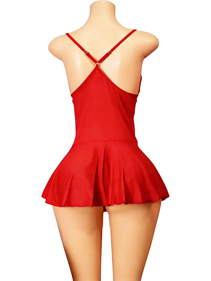Red Sexy Crotchless Dresses For Women Summer Backless Mini Nightdress Slip Sleeveless Vestidos Y2k Clothes Evening Party Dress