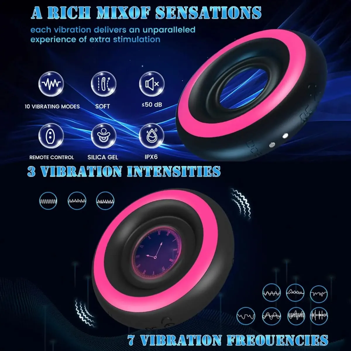 Penis Ring Cock Ring Erection Enhancing Vibrating Penis Ring Chastity Cage Stimulator Delayed Ejaculation Adult Sex Toys for Men