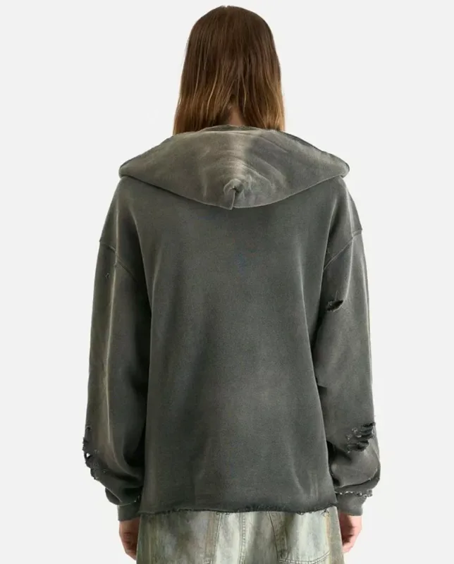 26SS Autumn Winter New Arrival Satoshi Nakamoto Hooded Sweatshirts Destructo Studded Washed Cotton Hooded Unisex Pullover