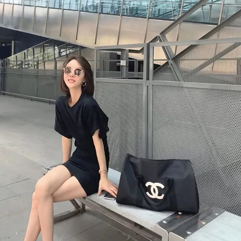 Women Summer Short Sleeve Dress Lady Bodycon Ruched Black Short Skirt Female Casual Elegant Party Daily Wear Dresses