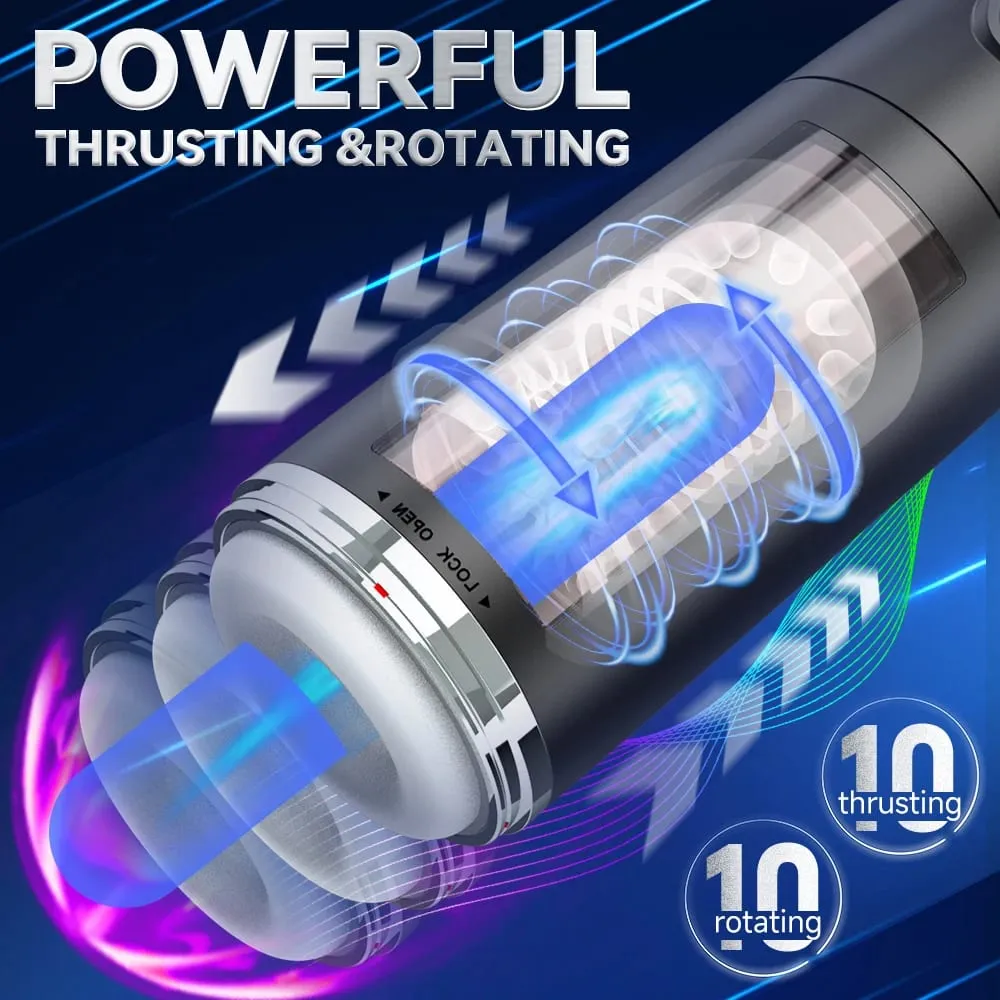 APP Male Masturbation Cup Auto Rotating Belt 10 Push Rotating Hands Free Electric Penis Pump Vision Sex Toy Male Sex Machine 18+