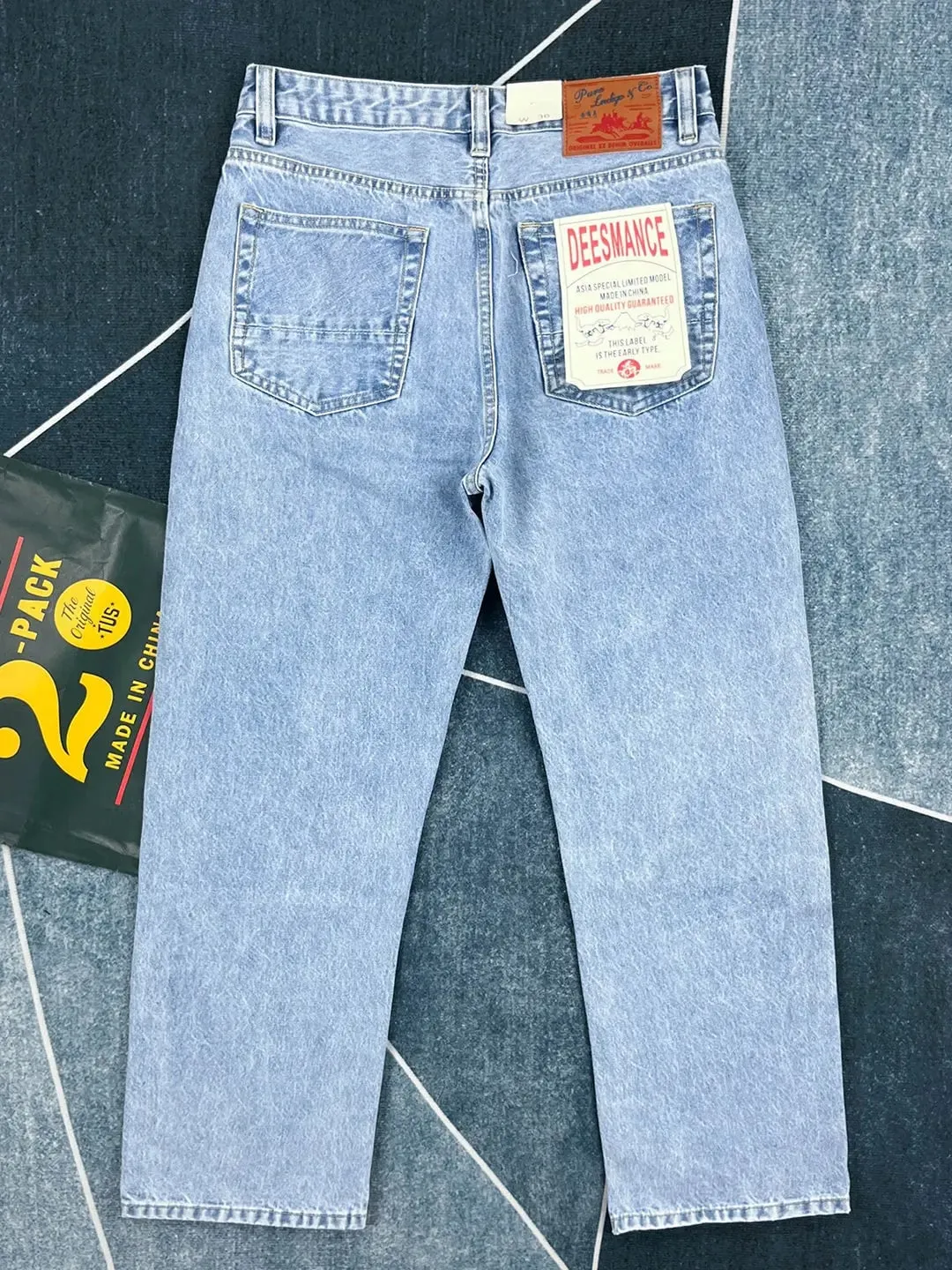 American Retro Casual Loose Straight-Leg Denim Jeans for Men 2026 Spring New 100% Cotton Washed Light Blue Workwear Pants