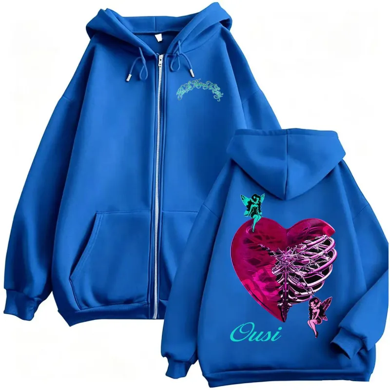 Omar Courtz Por Si Manana No Estoy Tour Zip Up Hoodies Men's Harajuku Aesthetic Sweatshirt Jacket Fleece Casual Zipper Pullovers