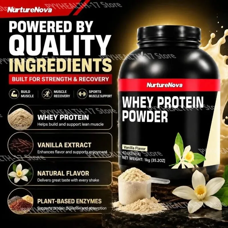 NurtureNova Whey Protein Powder Build Muscle Support and Muscle Recovery Support Sports Muscle Support for Adults 40 Servings