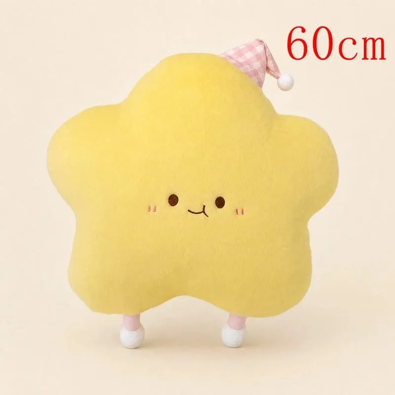 40-60cm Cute Star Plush Pillow with Sleep Hat Kawaii Star Stuffed Cushion Soft Fluffy Sofa Throw Pillow Girl Bedroom Home Decor