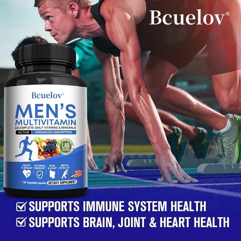 Multivitamin for Men - Daily Multivitamin for Energy Focus & Brain Men's Health Complex Non-GMO120 120 Vegetarian Capsules