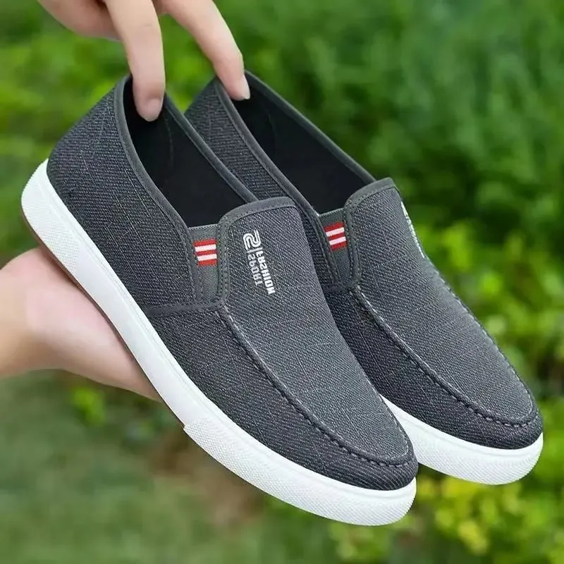 New Fabric Shoes for Men Casual Breathable One Foot Flat Wear-Resistant Anti Slip Lightweight Work Shoes