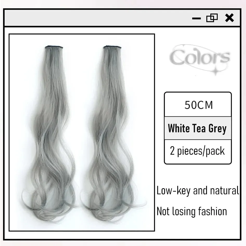 Sintetikong 2 Piraso/Set 50cm May Kulay na Curly na Mga Extension ng Buhok na Water Wave Pink/Blue/Purple Halloween/Christmas Wig