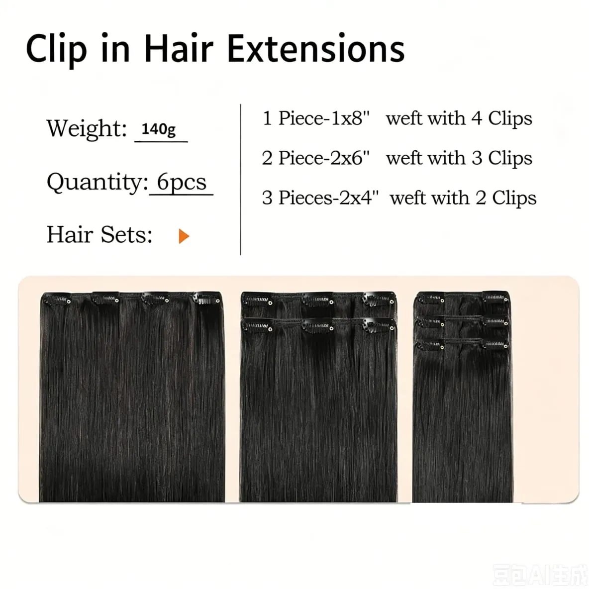 24 Inch 6PCS Clip In Hair Extensions Straight Synthetic Hair Extensions Dark Brown Long Natural Looking Hair Piece for Women