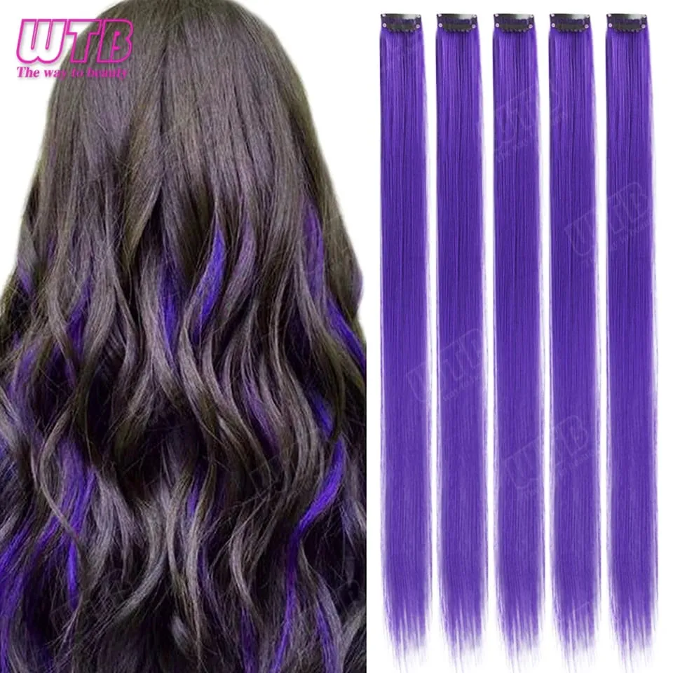 10 PCS Colored Synthetic Hair Extension Wigs for Women BB Clip Style Straight Hair Extension Wigs Suitable for Holiday Events
