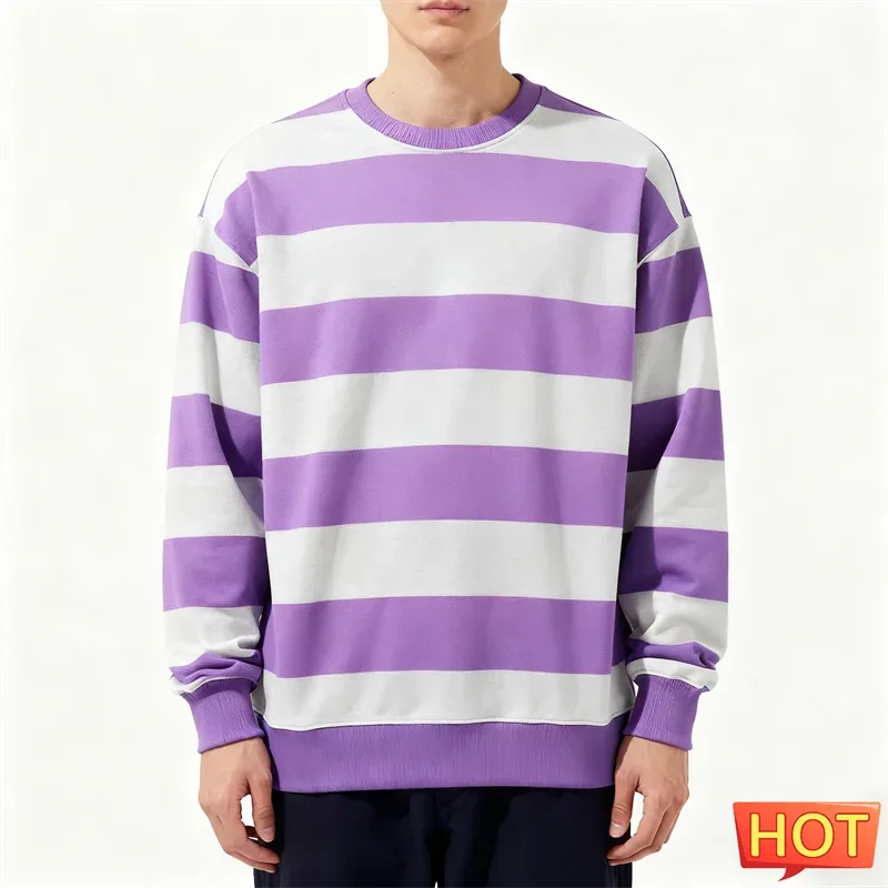 Eenvoudige gestreepte grafische sweatshirts voor heren Mode Trendy lange mouwen 3D bedrukt Lelijk sweatshirt Casual oversized truien Tops
