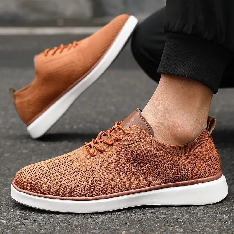 New Men's Knit Sneakers Lightweight Breathable Mesh Casual Shoes Non-Slip Soft Sole Fashion Daily Wear Comfortable Walking Shoes