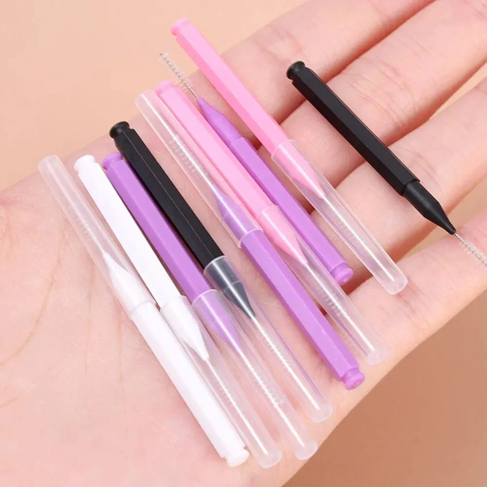 50PCS Mini Eyebrow Brush Portable Brow Perm Brushes Disposable Bendable Micro Eyelash Brow Lifting Brushes Applicators Tools