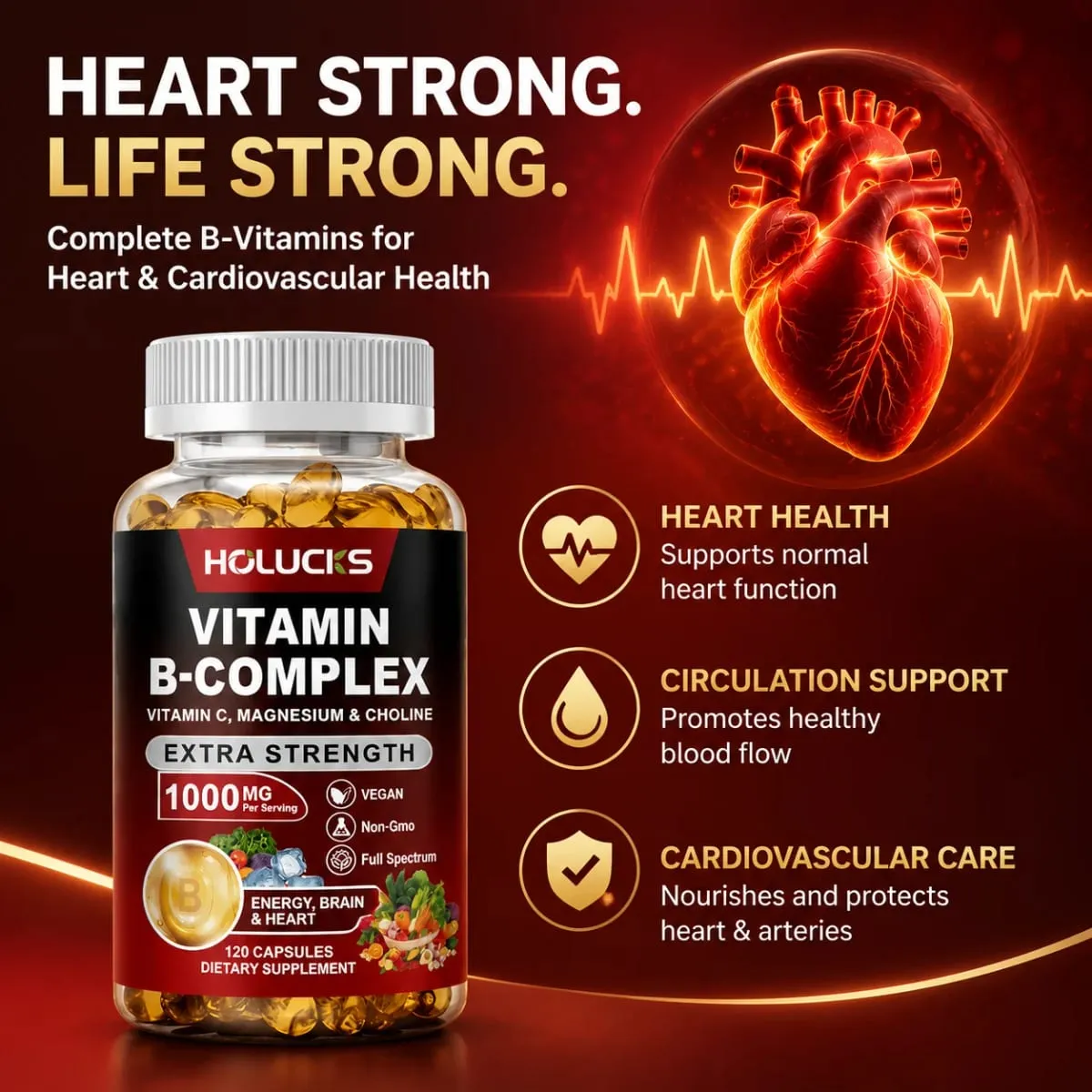 Yimiduk Premium Vitamin B Complex Supplement with Biotin & Folate for Promotes Healthy Hair Skin & Hormone Balance Vegan