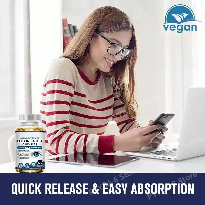 Lutein Ester Capsules Supports Eye Health and Vision Protection Non-GMO Vegan Natural Ingredients Antioxidant Support 120Softgel