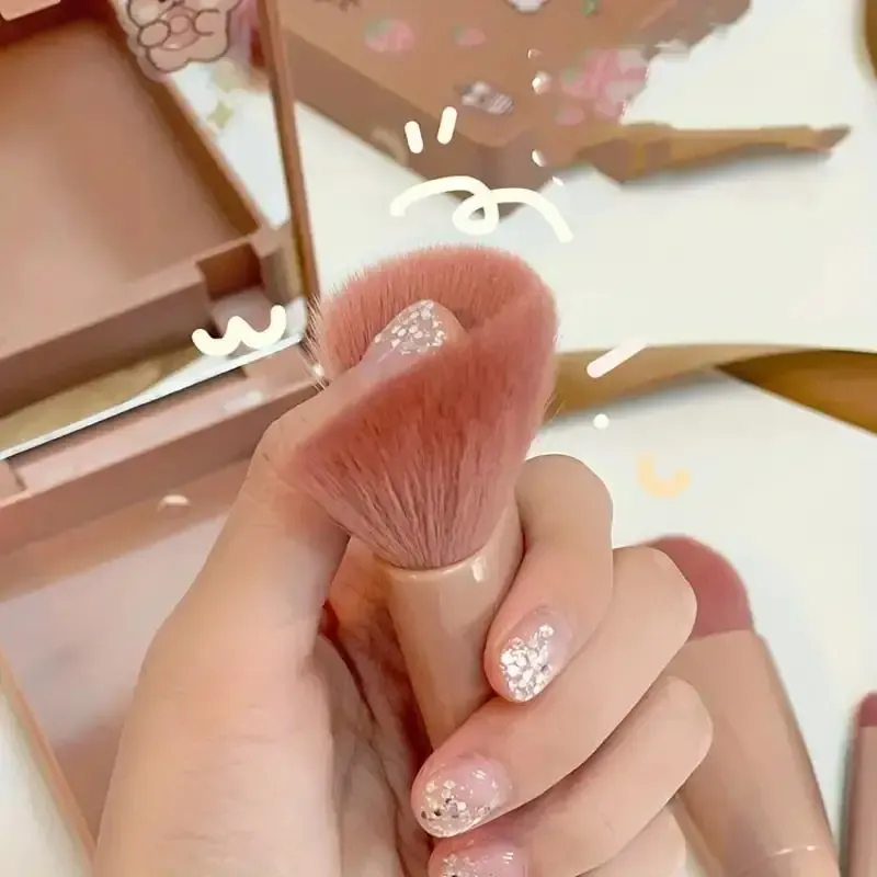Kit di pennelli cosmetici completi per piccole funzioni, 5 pezzi, con custodia e specchio, set di pennelli per trucco da viaggio, mini pennelli per trucco