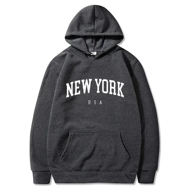 Women New York U.S.A City Hoodies Fashion Letter Printed Graphic Sweatshirts Loose CasuaMen l Harajuku Hooded Pullover Sportwear