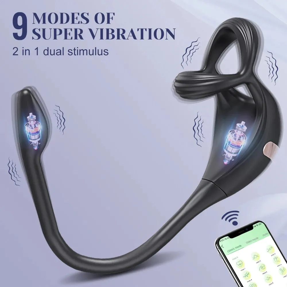Anillo vibratorio para pene, estimulador masajeador de próstata masculino para hombres, Control por aplicación, juguete sexual para parejas, vibrador Anal, anillo para pene, tapón Anal