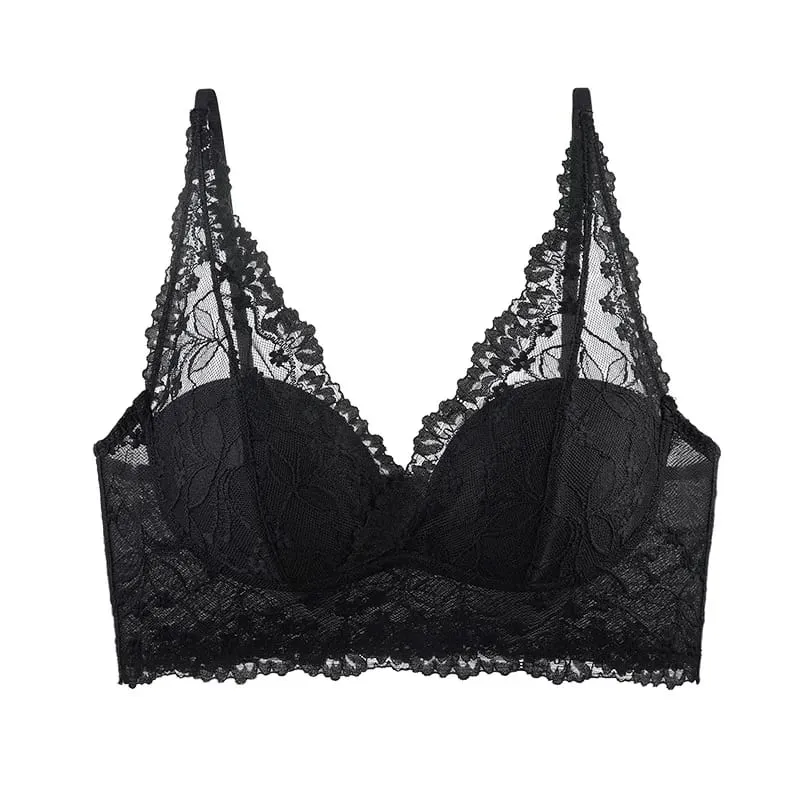 Pakaian dalam seksi renda mewah ringan untuk wanita bra push-up untuk payudara kecil sisi sokongan payudara gaya vest belakang cantik st nipis
