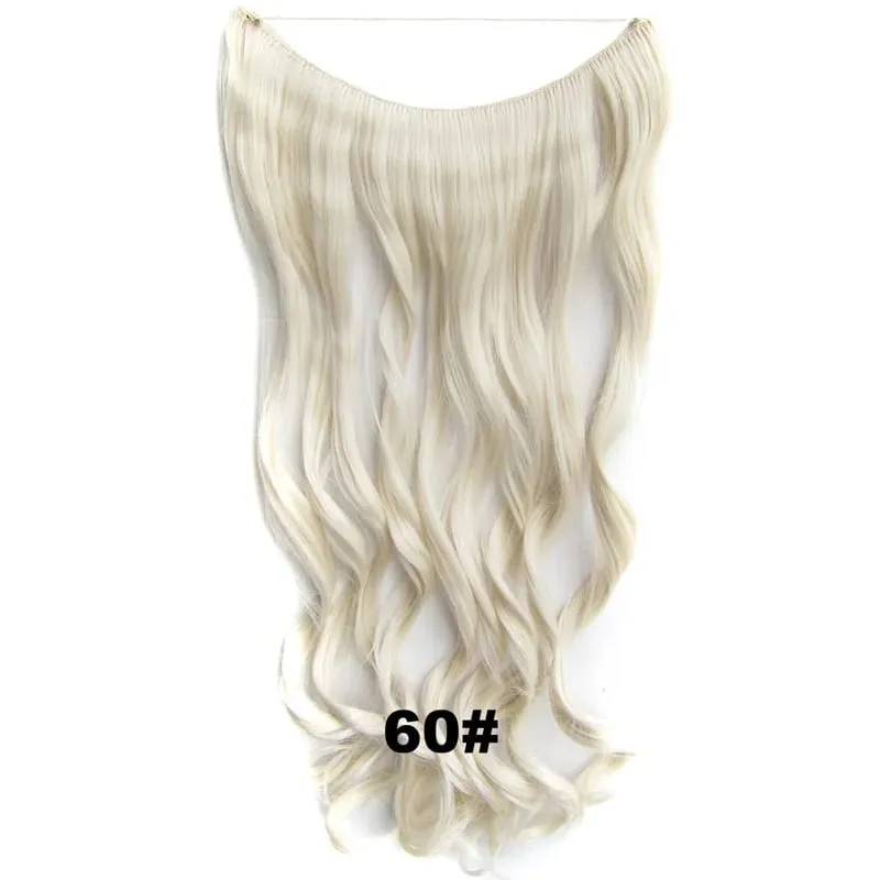 Synthetic One piece Hair Extensions No Clip No Glue Invisible 24inch Long Straight Wave Heat Resistant String Hairpiece