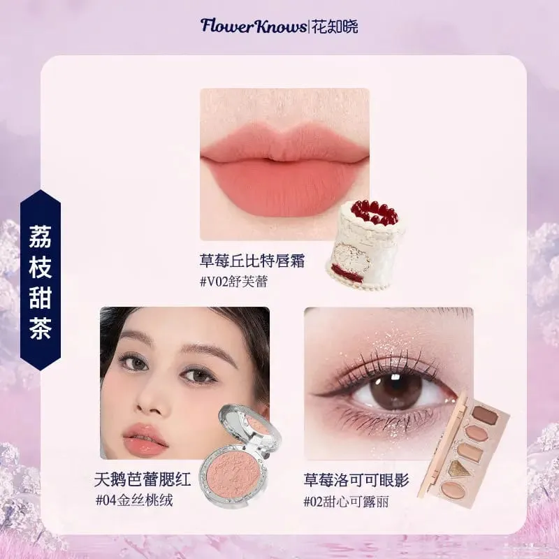 Flowerknows kompletta sminkpresentset Långvarig läppglasyr Blush & Shimmer Ögonskuggspalett Allt-i-ett Beauty Kit Presentbox