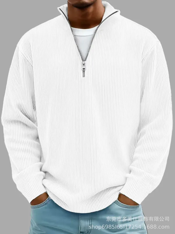 Men's Autumn Winter Stand-Collar Zip-Up Sweatshirt Loose Long Sleeve Casual Daily Outdoor Fashion Trendy Men's Outerwear