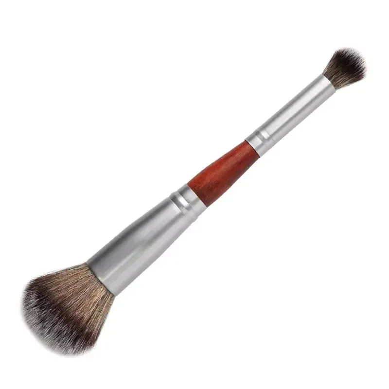1Pc Professional Long Aluminum Tube Makeup Brush Double-Ended Highlight Brush Contour Brush Makeup Tools With Soft Fiber And Ski
