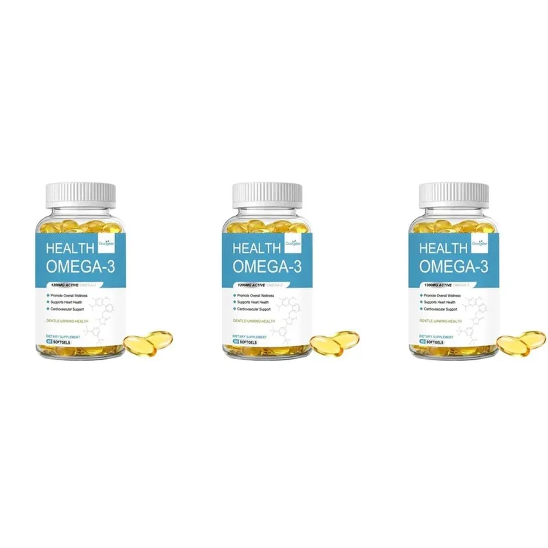 Omega-3 Softgels with 1200 Mg Active Omega-3 EPA and DHA Vitamin D3 and Vitamin E for Heart Health Support 60 Softgels