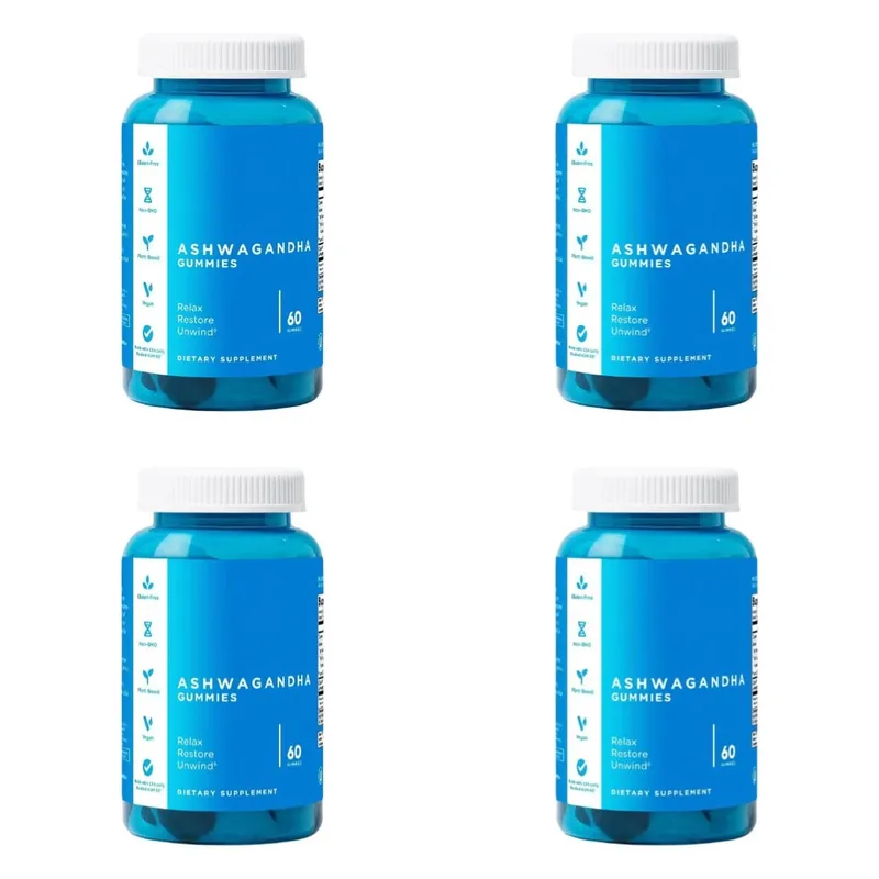 3-Pack Gummies Set: Ashwagandha for Stress Relief Gut Health Probiotics + ACV Detox Vegan Gluten-Free Supplement 60 Ct Each