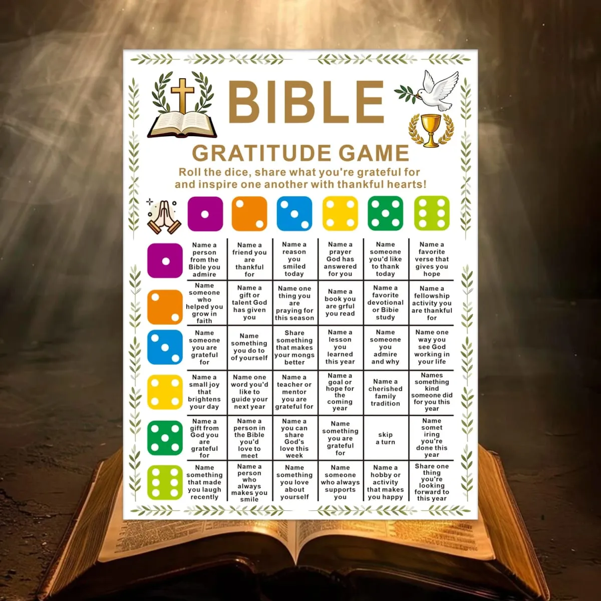 Bible Gratitude Games & Bible Dice Games (Without Dice) Christmas Party Games Christmas Cheerful Religious Game Style Adult