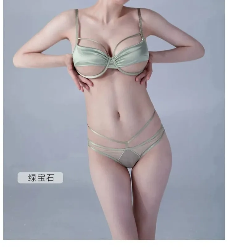 Set Pakaian Dalam Pelangsingan Cawan Nipis Baharu Wanita Lembut Underwire Tekan Ke Atas Kesan Meminimumkan Mengumpul Bonjolan Sebelah Anti Kendur Lembut — image 10
