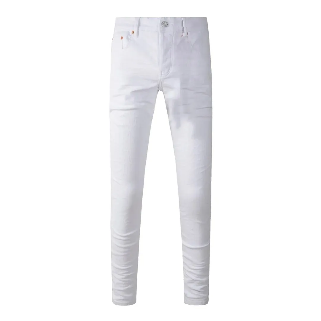 High Street Brand Men's Jeans American Distressed Coated Blank Stretch Skinny Button Fly Ripped Pants Trousers