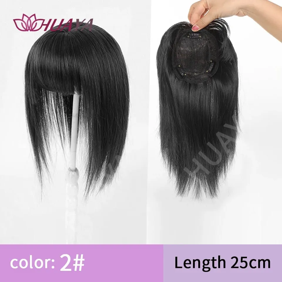Synthetic Ombre Dark Root Golden Toppers Wig Hair Piece for Women Heat Resistant Cilps in Hair Extensions Invisible Clourse Clip