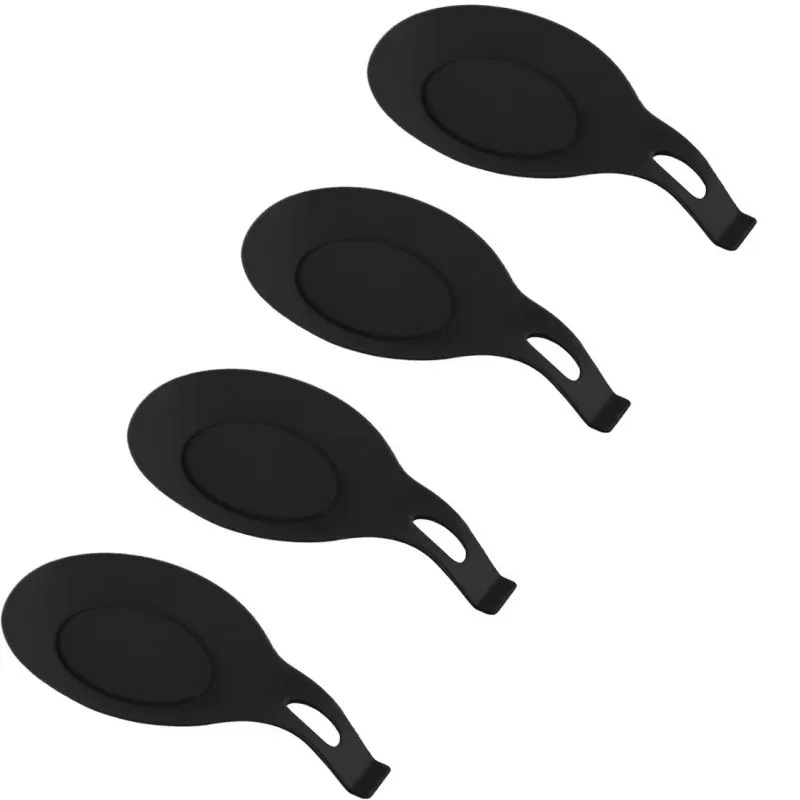 1/4pcs Silicone Spoon Rest Spatula Holder Heat Resistant Utensil Placemat Tray Kitchen Tools Spatula Resting Kitchen Accessories