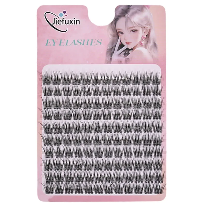 Soft Tapered Thick Manga Fox Eye Individual Clusters Jiefuxin Large Capacity DIY Lashes Simple Operation for Makeup Newbies