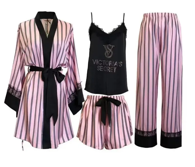 Sleepwear Chemise Nightwear Underwear Ice Silk Pajamas Set Robe New Victoria's Secret Sexy Womens Lace Trim Homewear Ladies