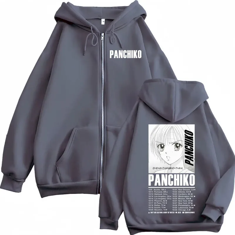 Panchiko DEATHMETAL Album Poster Print Zipper Hoodie Fashion Rock Zip Up Hooded Sweatshirts Men Women Casual Oversized Pullovers