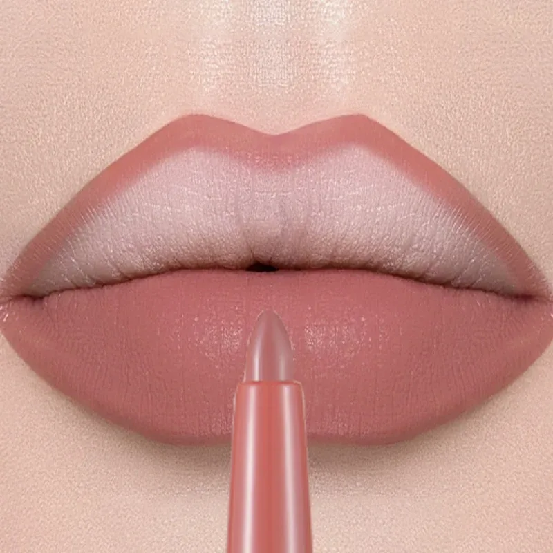 Matte Lip Liner Lipstick Pen Rotating Not Easy To Fade Rose Gold Lipliner Pencil Waterproof Non-Stick Cup Brown Lipliner Makeup