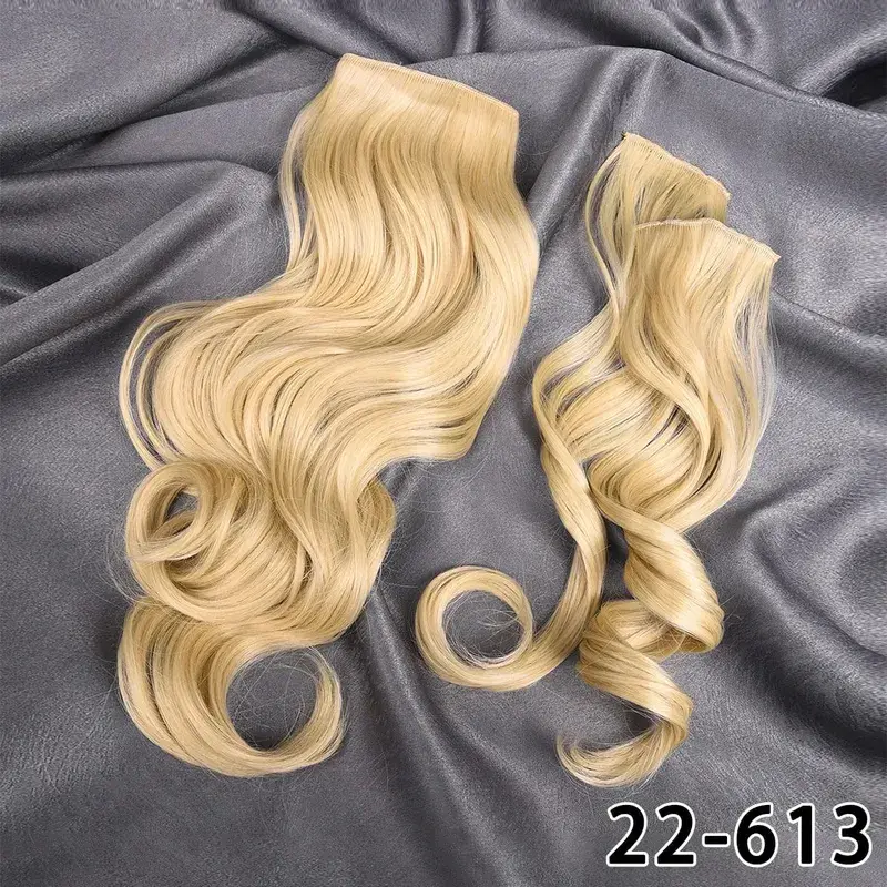 Silike 180g Fish Line Synthetic Wavy Clips in One Piece Hair Extensions 24 inch 17 Colors Heat Resistant Hair Extension